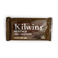 A single Kilwins Heritage Milk Chocolate bar in its original brown patterned wrapper, shown on a plain white background.