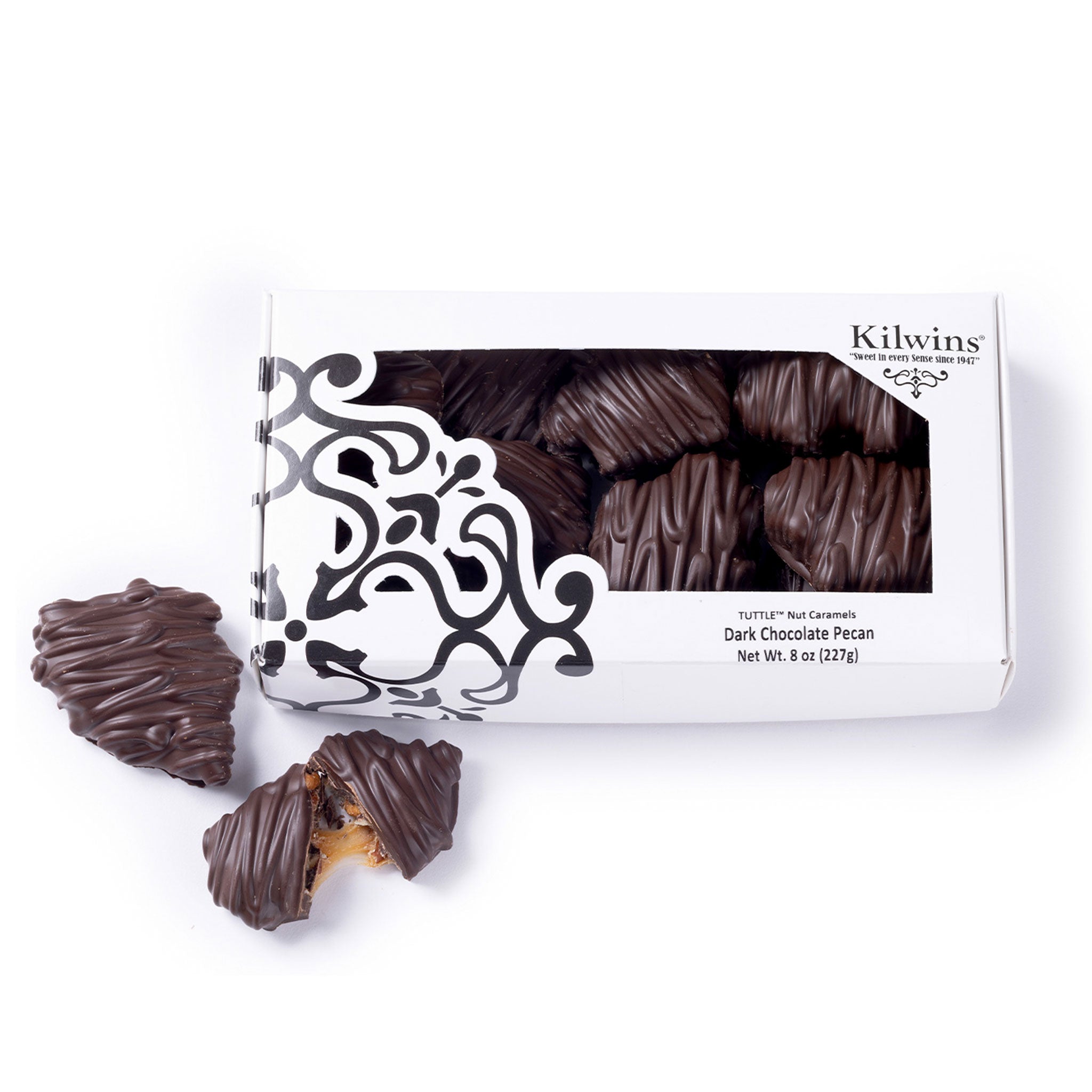Dark Chocolate Pecan TUTTLE™ Nut Caramels – Kilwins