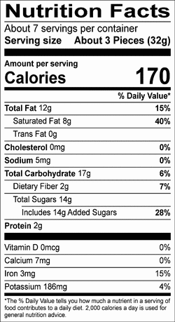 Nutrition facts for SKU 11125