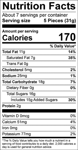 Nutrition facts for SKU 1125