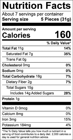 Nutrition facts for SKU 1126