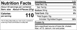 Nutrition facts for SKU 11405