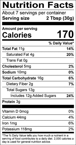 Nutrition facts for SKU 1605