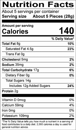 Nutrition facts for SKU 1628