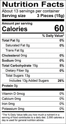 Nutrition facts for SKU 1638
