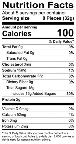 Nutrition facts for SKU 1643