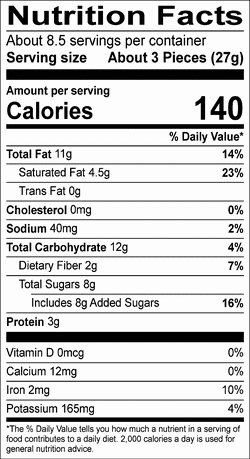 Nutrition facts for SKU 4313