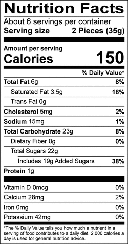 Nutrition facts for SKU 4322