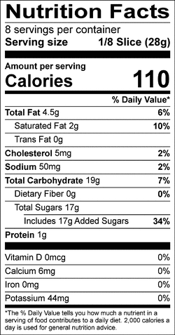 Nutrition facts for SKU 4338