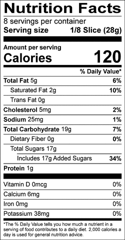 Nutrition facts for SKU 4342