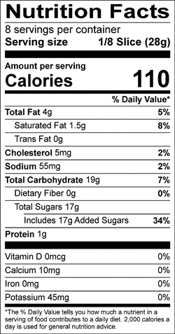Nutrition facts for SKU 4346