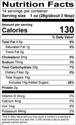 Nutrition facts for SKU 4432