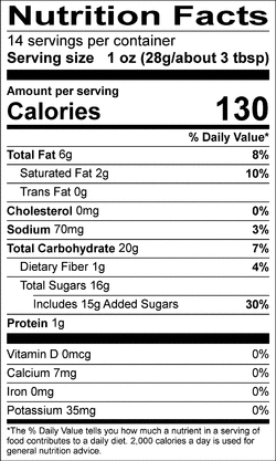Nutrition facts for SKU 4434