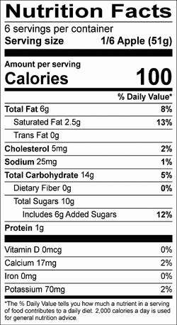 Nutrition facts for SKU 4922