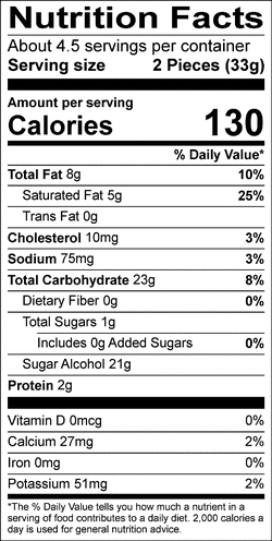 Nutrition facts for SKU 655