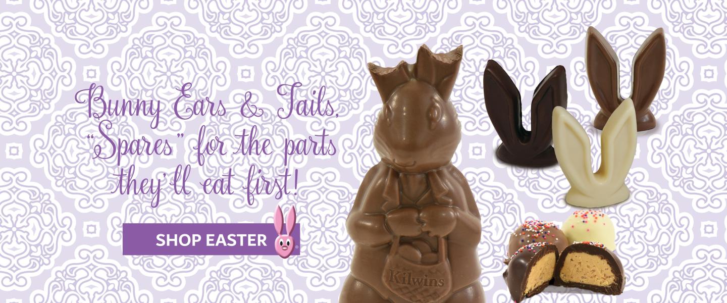 Easter Bunny Ears & Bunny Tails Image with Chocolate Easter Bunny