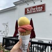 Raspberry and Lemon Sorbetto in a Waffle Cone