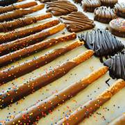 Pretzels, Graham Crackers, and Cookies dipped in Chocolate