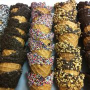 Photo of specialty Waffle Cones on tray