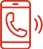 Red smartphone with ringing phone icon